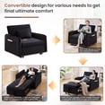 thumbnail image 5 of Muumblus 3-in-1 Convertible Sleeper Chair Bed, Indoor Lounge Chair with USB/Type-C Charging Ports, Modern Recliner Sofa for Living Room, Black Velvet, 5 of 9
