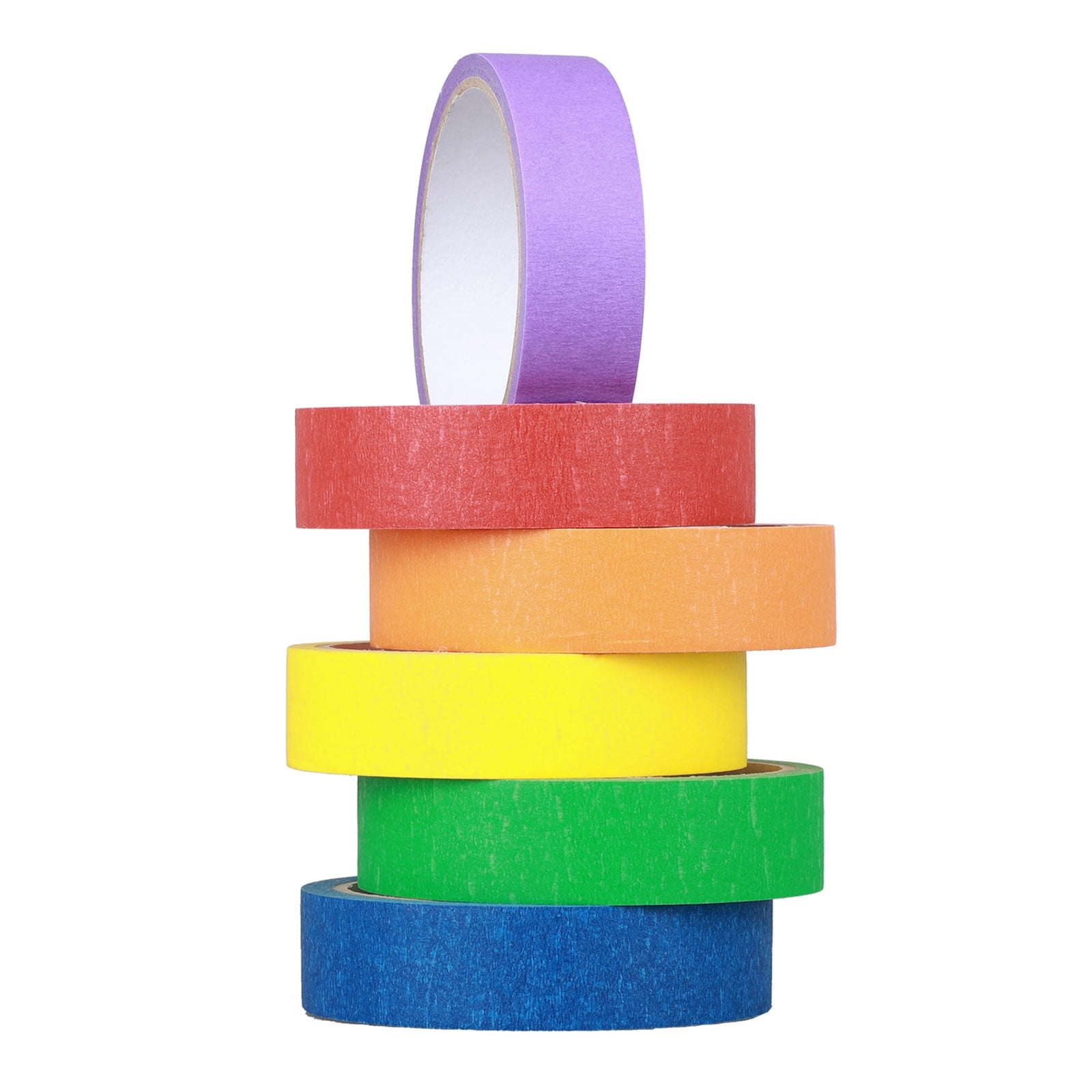 Colored Masking Tape, 6 Pieces with Rainbow Colors, Labelling and