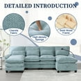 thumbnail image 2 of UNITED WE WIN 106" U-Shaped Sectional Sofa in Mint Blue Chenille: Cloud Couch, 4-Seat Modular Sleeper with Chaise, Storage Ottoman, USB Ports, Side Pockets for Living Room, 2 of 16