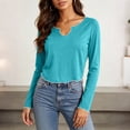thumbnail image 5 of Zpanxa Women Long Sleeve Tops Scalloped V Neck Slim Fit Casual Solid Color Tee for Daily Wear, 5 of 7