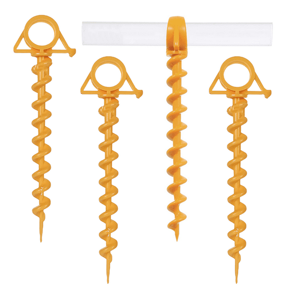 4PCS Ultimate Ground Anchors Heavy Duty Screw-in Tent Stakes for High Wind, Sand, Canopies, and Camping 100% Recycled, Included T-Grip Tool - (Small, 4 Pack)