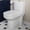Large Hole Mount+White with Gold Button, variant on HOROW Toilet One Piece Small Compact with Soft Closing UF Seat Dual Flush 1.1/1.6 GPF 12" Rough-in Matte Black