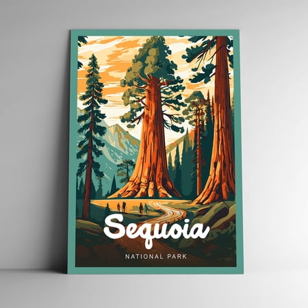 Megas Sequoia National Park Vintage Style California Usa Travel Poster, Poster Home Decor, Poster Only