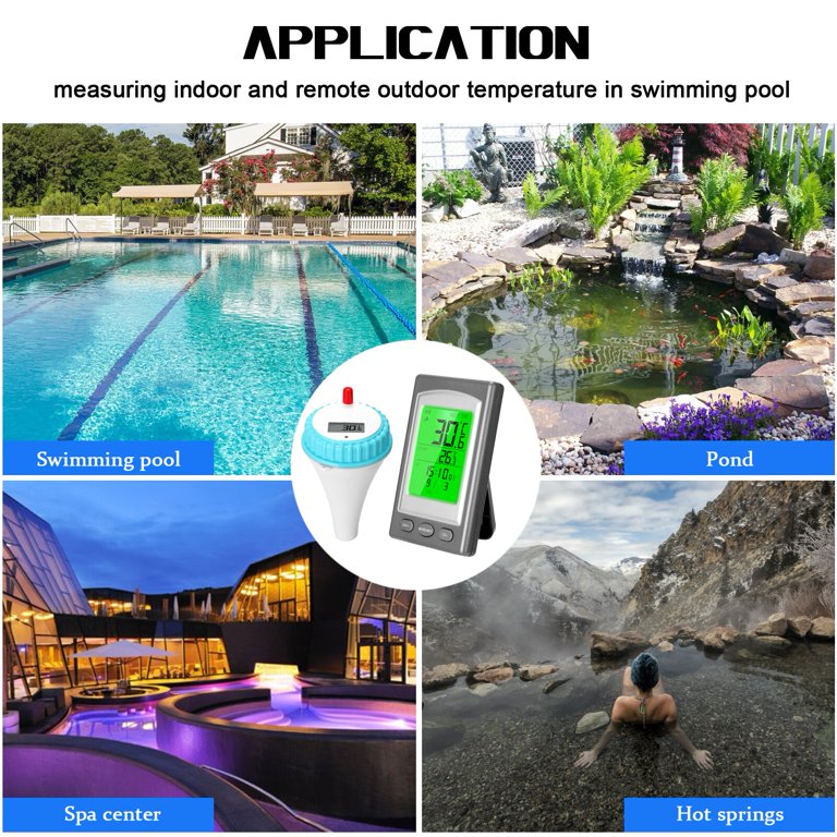 Digital Pool Thermometer 3 Channels Wireless LCD Color Display Waterproof  Floating Swimming Pool Temperature Measuring Meter