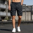 thumbnail image 2 of Mens Cargo Shorts con Bolsillos Color Sólido Botón Cintura Casual Y Pantalones Cortos de Moda para la Primavera Y el Verano, 2 of 9