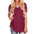 thumbnail image 4 of Summer Explosion Models Solid Color Loose V-neck Short Sleeve Dovetail Loose T-shirt, 4 of 5