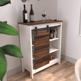 thumbnail image 6 of Landia Home Wood Coffee Bar Cabinet, Farmhouse with Barn Door, 3 of Shelves for Living room, Bathroom ,White, 6 of 14