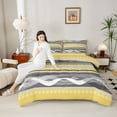 thumbnail image 4 of Feelyou Abstract Grey Yellow Queen Comforter Set for Men, Modern Art Striped Bedding Sets, Contemporary Aesthetic Reversible Bedding Comforter Set, Lightweight Room Decor, 3 Pieces, 4 of 8