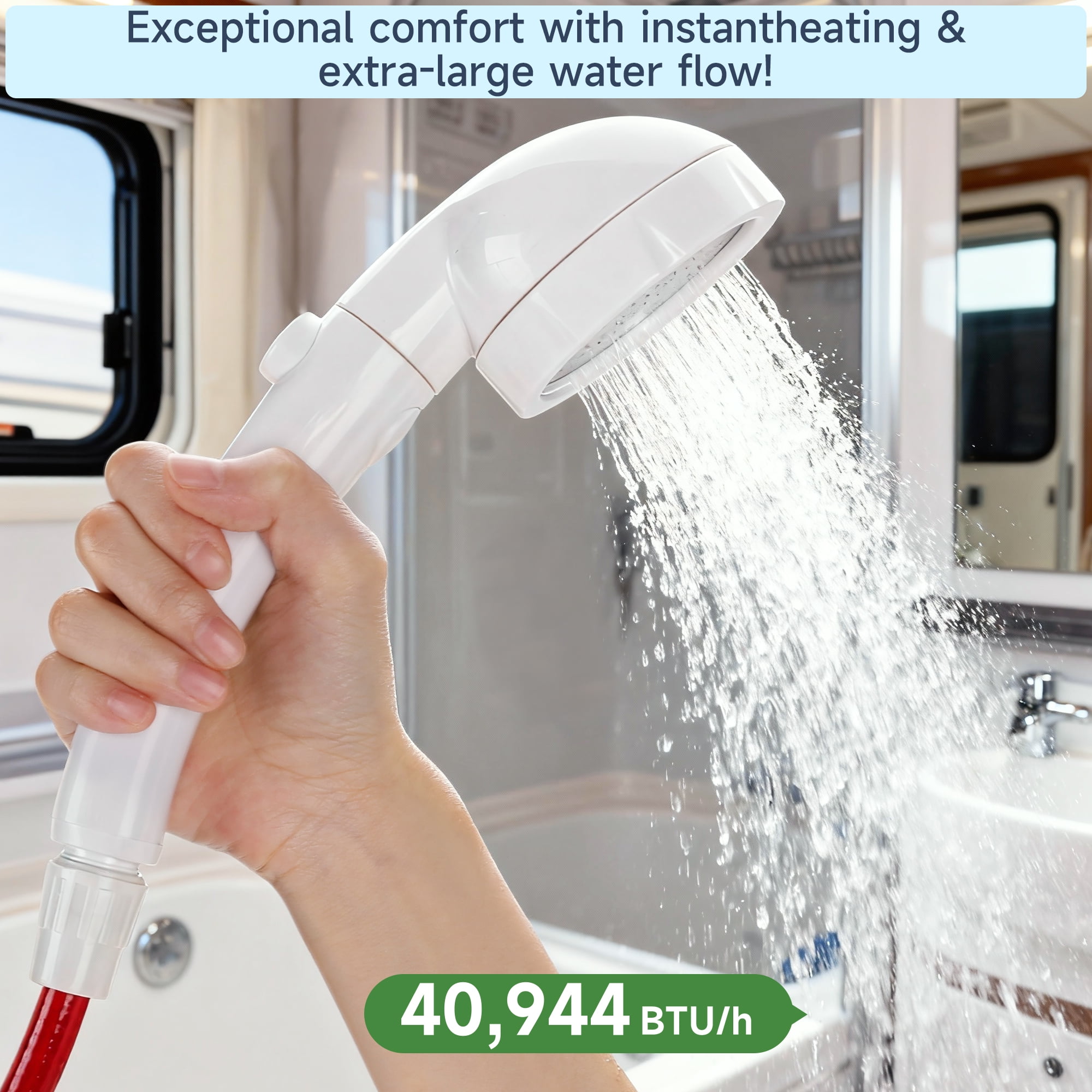 Portable Propane Water Heater for Camping, Instant Hot Water Heater On Demand with 4000mAh Battery for Outdoor Showering and Cleaning, Included Showerhead