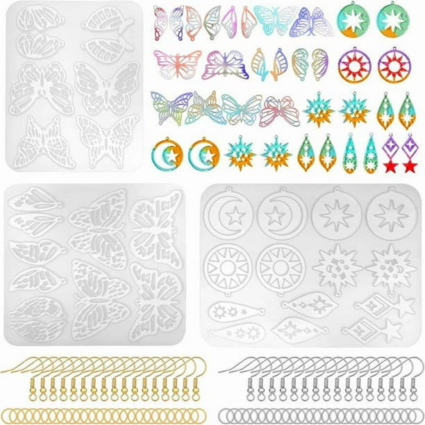 Kit De Moldes De Resina Para Pendientes De 143 Piezas, Moldes De Resina De Silicona, Moldes De Resina Para JoyeríA, Manualidades De Bricolaje