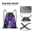 thumbnail image 4 of Xecao Purple Pattern White Tiger Pattern Sports Drawstring Backpack - String Swim Gym Bag with Wet Proof Pocket for Women&Men-Medium, 4 of 6