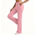 thumbnail image 3 of PWPSG Women's High Waist Crossover Slim Fit Flare Athletic Pants, High Stretch Yoga Trousers for Workout, Fitness & Active Lifestyle Pink XL, 3 of 5