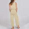 thumbnail image 6 of Jumpsuit Women's Casual Versatile Sleeveless Solid Color Commuting Nine Piece Jumpsuit Jumpsuits for Women Kagetolytai Khaki XL, 6 of 6