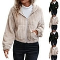 thumbnail image 6 of Women's Faux Fur Crop Coat Full Zip Fleece Sherpa Jacket Long Sleeve Oversized Warm Winter Outwear with Pockets, 6 of 6