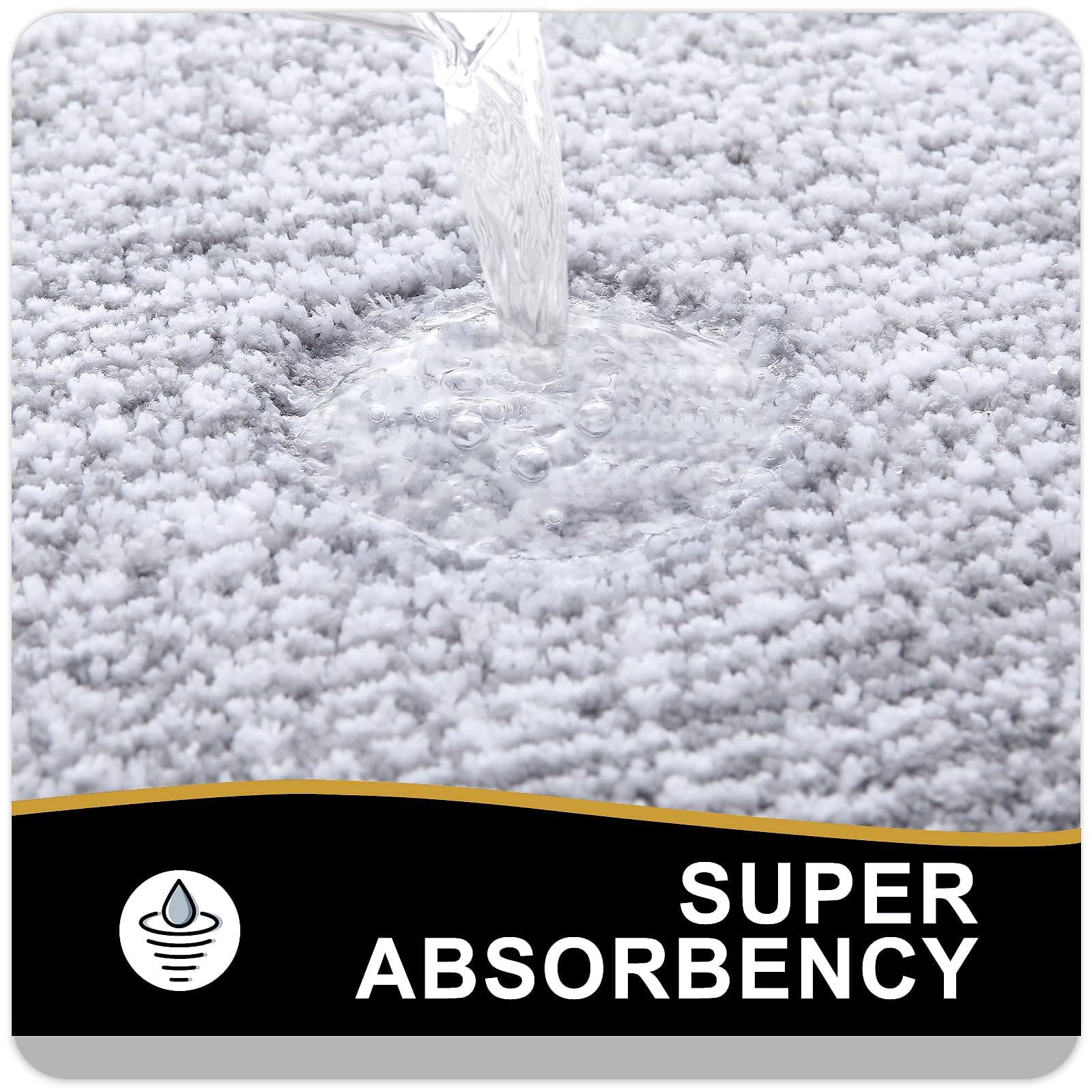 Smiry U-Shaped Luxury Bathroom Rugs, Ultra Soft and Absorbent Microfiber Contour Bath Rug, Non-Slip Machine Washable Toilet Rug, 24"x20", Grey and White