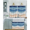 thumbnail image 2 of Light Blue Ripple Short Blackout Curtains 36 Inch Long Light Blue Gradient Abstract Line Rod Pocket Kitchen Curtains, 2 Panels Thermal Insulated Room Darkening Drapes for Bedroom, 30"W x 36"L, 2 of 5