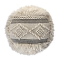 thumbnail image 5 of LR Home Small Over-tufted Geometric Indoor Round Pouf, Cream/Gray, 18" x 18" x 14", 5 of 7