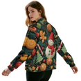 thumbnail image 3 of COEQINE Women's Bomber Jacket Full Zip Loose Fit Blazer Jackets Long Sleeve Cropped Motorcycle Coat Streetwear with Pockets, 2025 Fall Winter Outfits, Medium, Christmas Snowman Gingerbread Man, 3 of 7