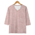 thumbnail image 6 of Holzkary 3/4 Sleeve T Shirts for Women Women's Top 3/4 Sleeve Striped Printed Cute Top V Neck Slim Half Sleeve T Shirt Shirt Top Casual Fashion Cute Basics Tees Red M, 6 of 7