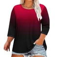 thumbnail image 2 of Ahuyic Womens Plus Size Top, Casual 3/4 Sleeve Blouse For Autumns And Winter, Womens Plus Size Printed Round Neck Three Quarter Sleeve Loose T-shirt Top, 2 of 5