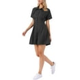 thumbnail image 4 of INSPIRE CHIC Striped Shirt Dress for Women's Button Down Short Sleeve Casual Pleated Blouse Mini Dresses XS Black, 4 of 6