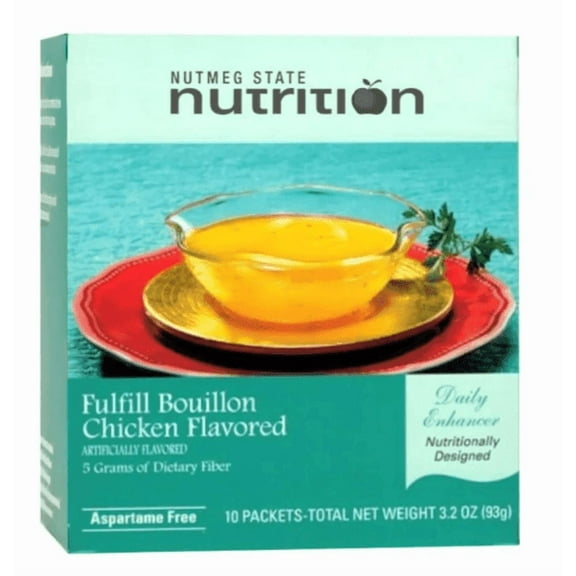 Nutmeg State Nutrition Fulfill High Fiber Protein Soup Mix, Chicken Bouillon, Low Calorie, Fat Free, 10 Servings