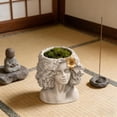 thumbnail image 6 of Female Statue Head Cement Planter White American Lady Sculpture Elegant 11" Resin Figurine with Floral Crown, Modern Art Decor for Living Room, Cultural Gift for Women, 6 of 9