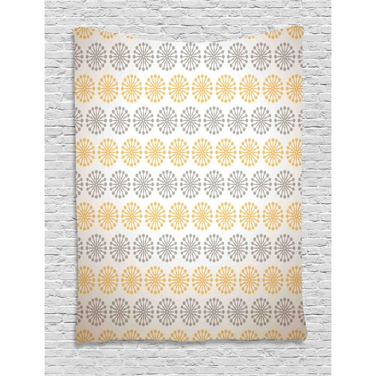 Grey and yellow tapestry shop