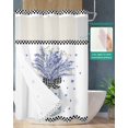thumbnail image 2 of No Hook Shower Curtain with Snap in Liner, Buffalo Check Bow Vase Lavender Hotel Shower Curtains for Bathroom, Washable Shower Curtain Liner Set with Mesh Top Window, 72"x84", 2 of 6