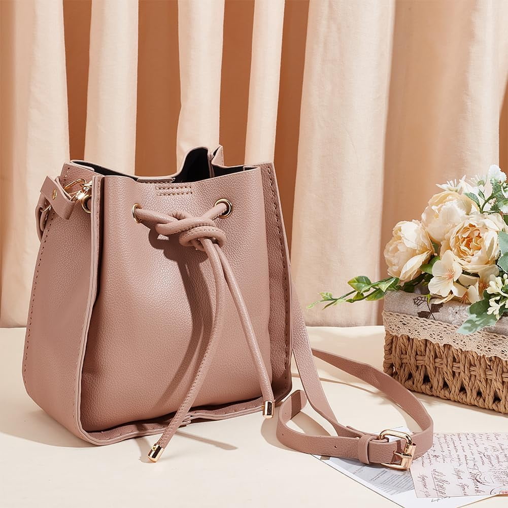DIY Imitation Leather Bucket Bag Sewing Kit Women Tote Bag Making Set Imitation Leather Crossbody Shoulder Bag Making Material Accessories for DIY handcrafting