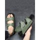 thumbnail image 1 of Men Hook-and-loop Fastener Sandals, Fashionable Green PVC Footbed Sandals, 1 of 4