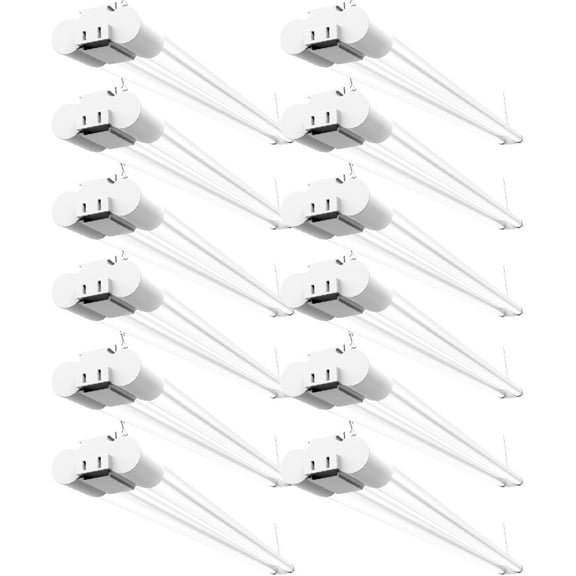 Sunco 12 Pack LED Shop Lights for Workshop 4FT, Linkable Garage Lighting, 4500 LM, 40W (150W Equivalent), 6000K Daylight Deluxe, Surface   Suspension Mount, 48 Inch Integrated Fixture, White