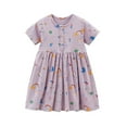 thumbnail image 2 of WOLLED Toddler Kids Summer Cotton Dress for Girls Short Sleeved Cartoon Dress Baby Casual A-Line Princess Dress 2-8T, 2 of 11