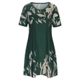 thumbnail image 4 of SMihono Robe Bohème d'Été pour Femmes Grande Taille Femmes Décontractée Col Rond Manches Courtes Imprimé Floral Robe Ample Robes de Plage, 4 of 8