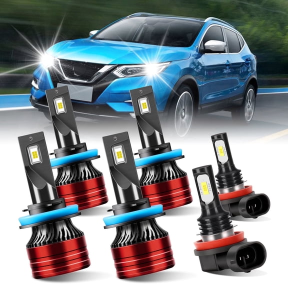 For 2016 2017 2018 Nissan Maxima LED Headlight Bulbs, High Beam H11, Low Beam H11, Fog Light H11, White 6000K 6Pcs, Easy Installation