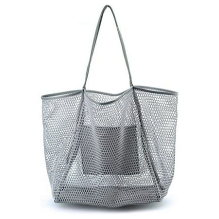 

Beach Mesh Tote Bag Casual Tote Bag Hobo Women Foldable Shoulder Bag Beach Picnic Vacation Storage Bag