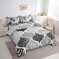 thumbnail image 3 of jejeloiu Waves Striped Lines 7-Piece Bedding Comforter Set,Boho Gemoetric Pattern King Bedding Sets,Gray Mermaid Print Bed Sheets For Adults,Super Cozy Room Decor Reversible, 3 of 8