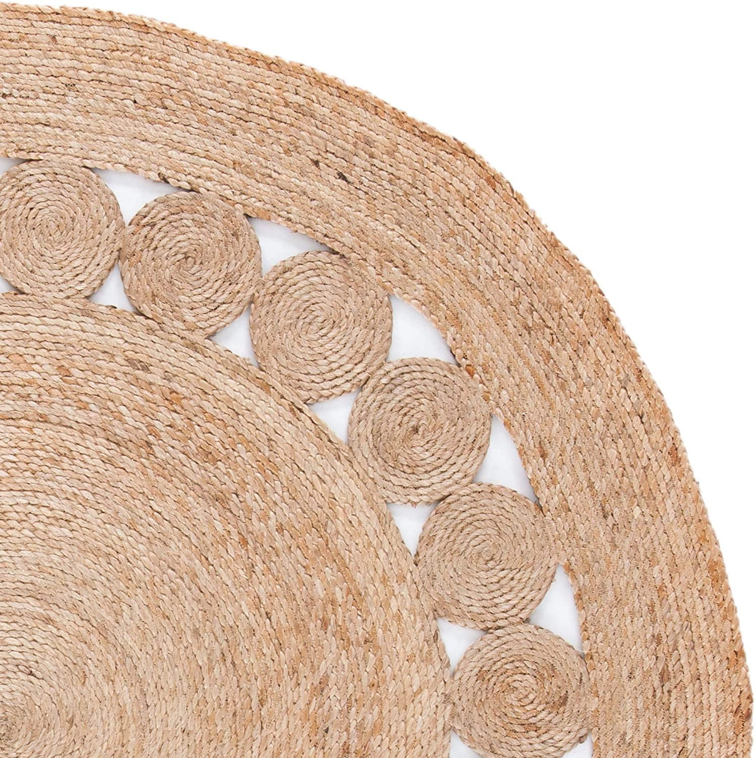 Avgari Creation Hand Woven, Oriental Jute Round Area Rug, Beige 2x2" Living Room , Indoor, Garden Carpet Rug Doormat