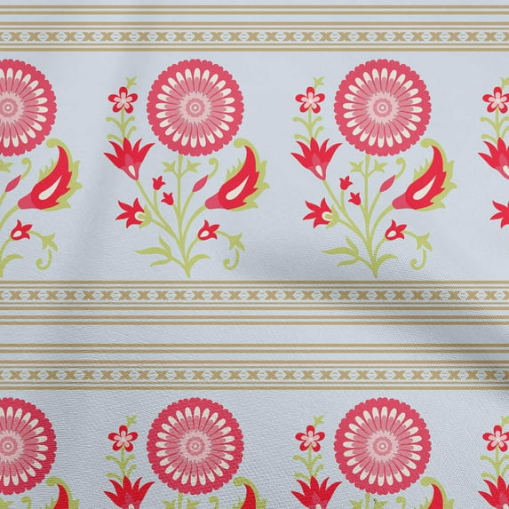 oneOone Polyester Spandex Light Blue Fabric Maxican Floral Fabric For Sewing Printed Craft Fabric By The Yard 56 Inch Wide