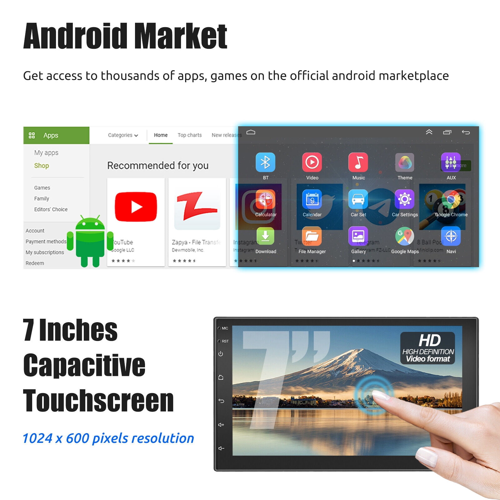 Double 2 Din 7" Android 13 Car Stereo Radio FM GPS Nav Head Unit Bluetooth +CAM