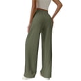 thumbnail image 6 of Women Casual Elastic Waist Loose Paper Bag Pants with Pockets Green S, 6 of 6