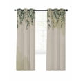 thumbnail image 7 of Spring Eucalyptus Blackout Curtains for Bedroom, Summer Botanical Leaves Beige Watercolor Thermal Insulated Kitchen Drapes with Grommets, Light Blocking Window Treatment, 2 Panels 52" x 96", 7 of 7