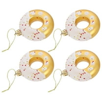 WHAMVOX Golden Plastic Doughnut Hanging Ornament for Christmas Tree Decorations and Birthday Party Supplies 4pcs