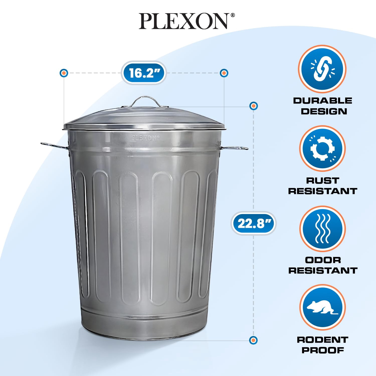 13-Gallon Galvanized Steel Round Trash Can with Lid