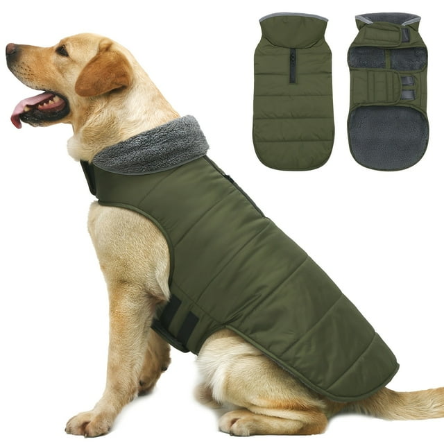 CNKOO Pet Warm Dog Coat Reflective Dog Plush Vest Winter Cold Weather Coat Adjustable Durable Dog Winter Jacket Thick Fleece Snow Suit for Small Medium and Large Dogs