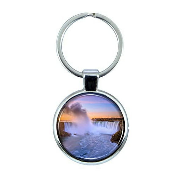 Niagara Falls Keychain with Epoxy Dome and Metal Keyring