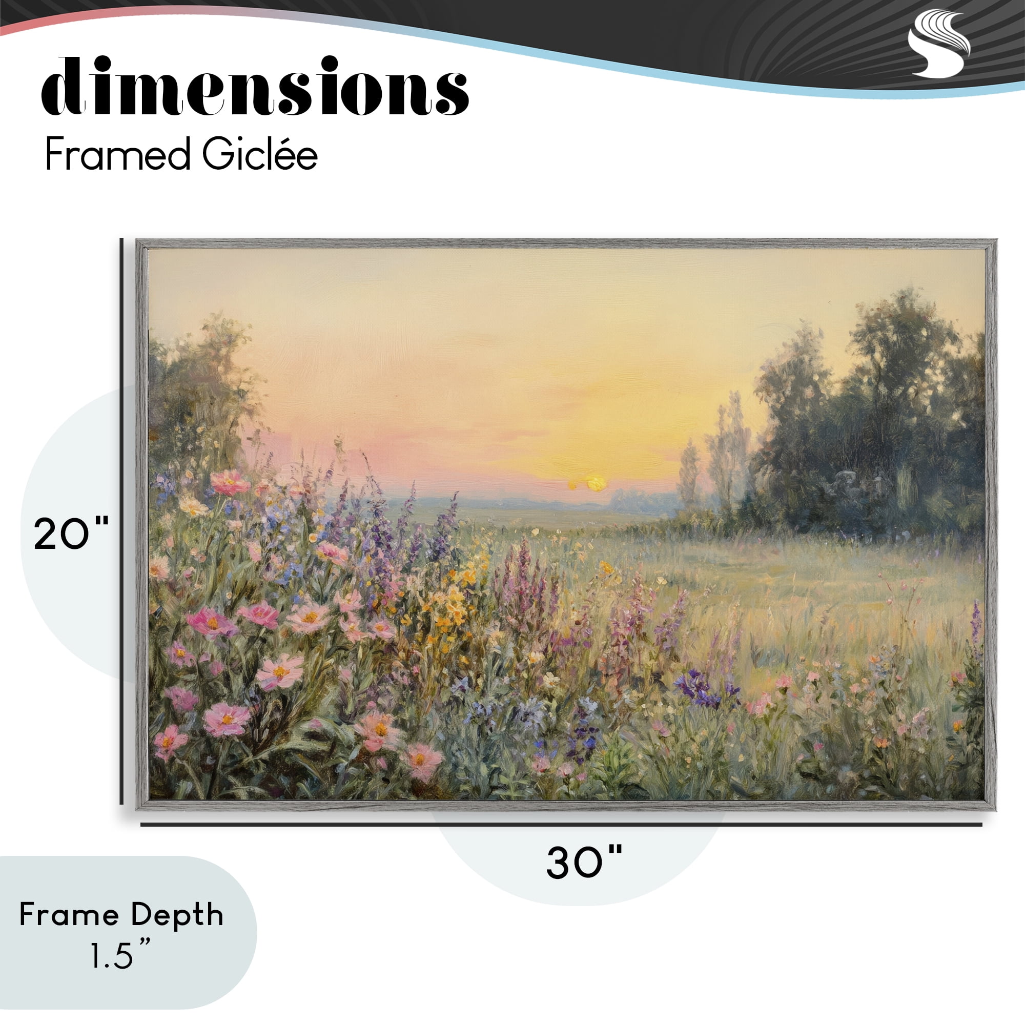 Stupell Industries Serene Twilight Meadow Gray Framed Giclee Art, design by Petal Prints Design