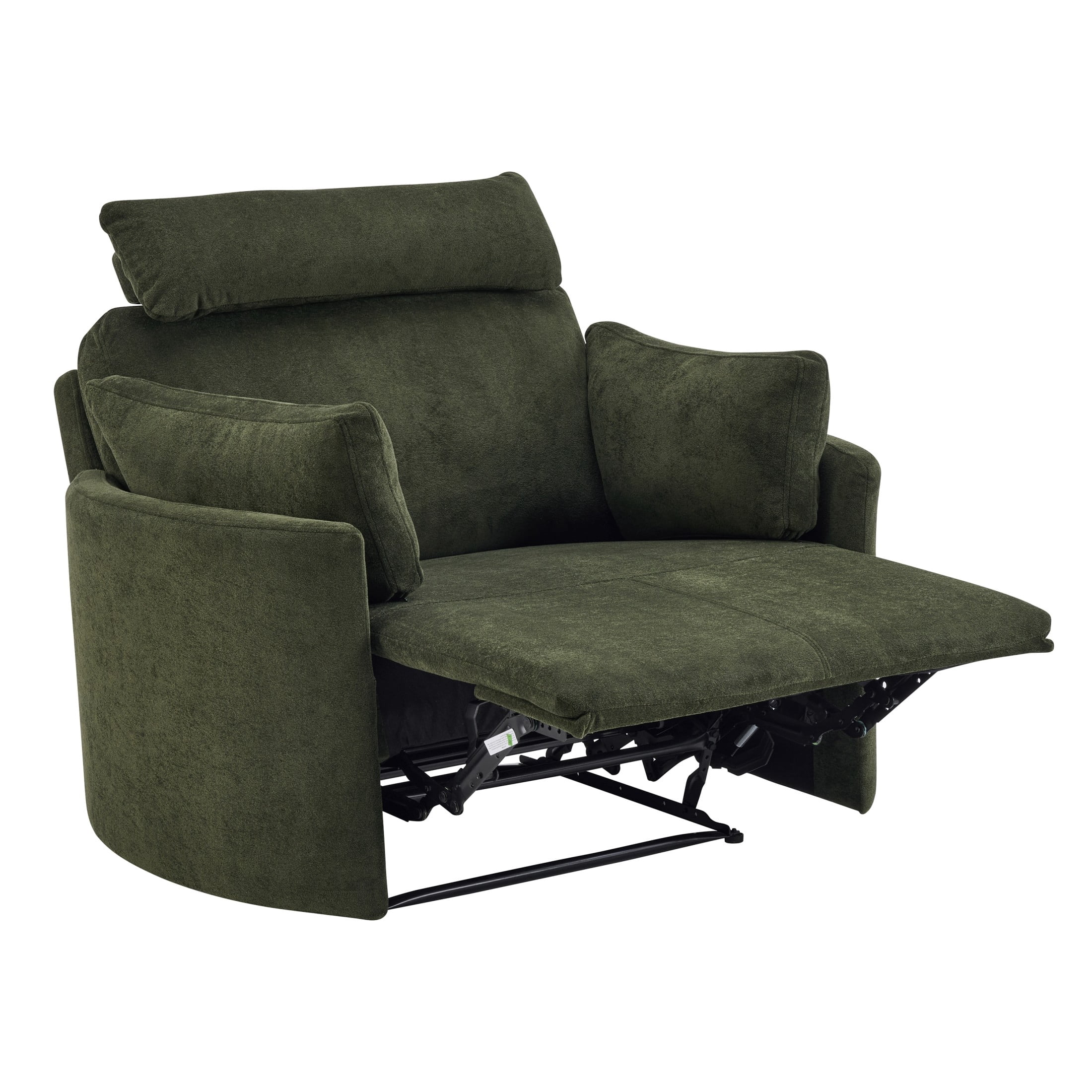 Christopher Knight Home Modern Oversized Manual Recliner Chair with Adjustable Headrest and Pillows, Dark Green
