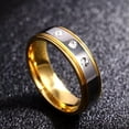 thumbnail image 3 of 6mm/8mm Gold Plating CZ Band Women's Mens Stainless Steel Wedding Ring Size 5-10, 3 of 5