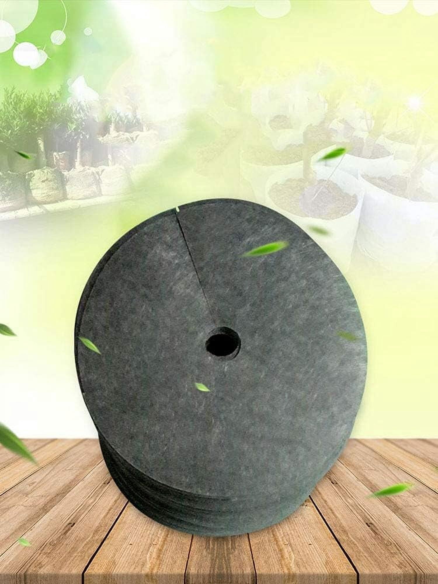 XIOP Tree Rings Landscaping, 24 Inch Non-Woven Fabric Tree Protector Mat Plant Cover, Mulch for Landscaping Weed Control and Root Protection, Indoor Outdoor Gardening Supplies-240524